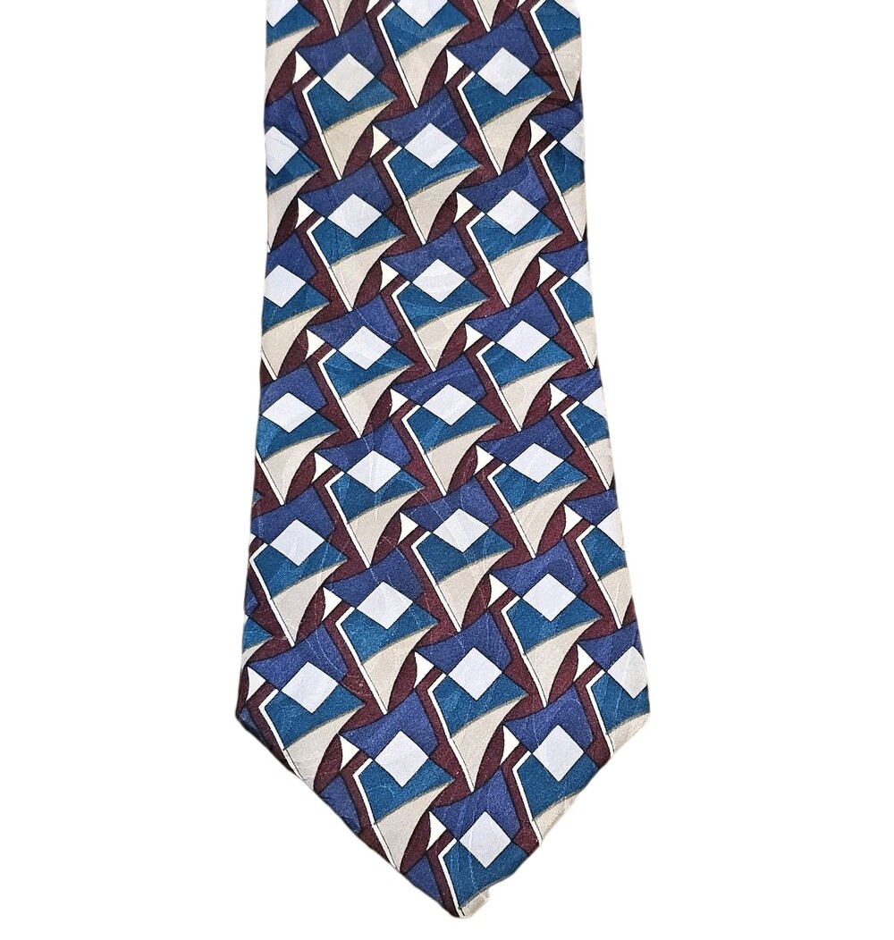 VTG Oscar dela Renta Men's Tie Couture Collection 100% Silk 4"x57" Blue Grey